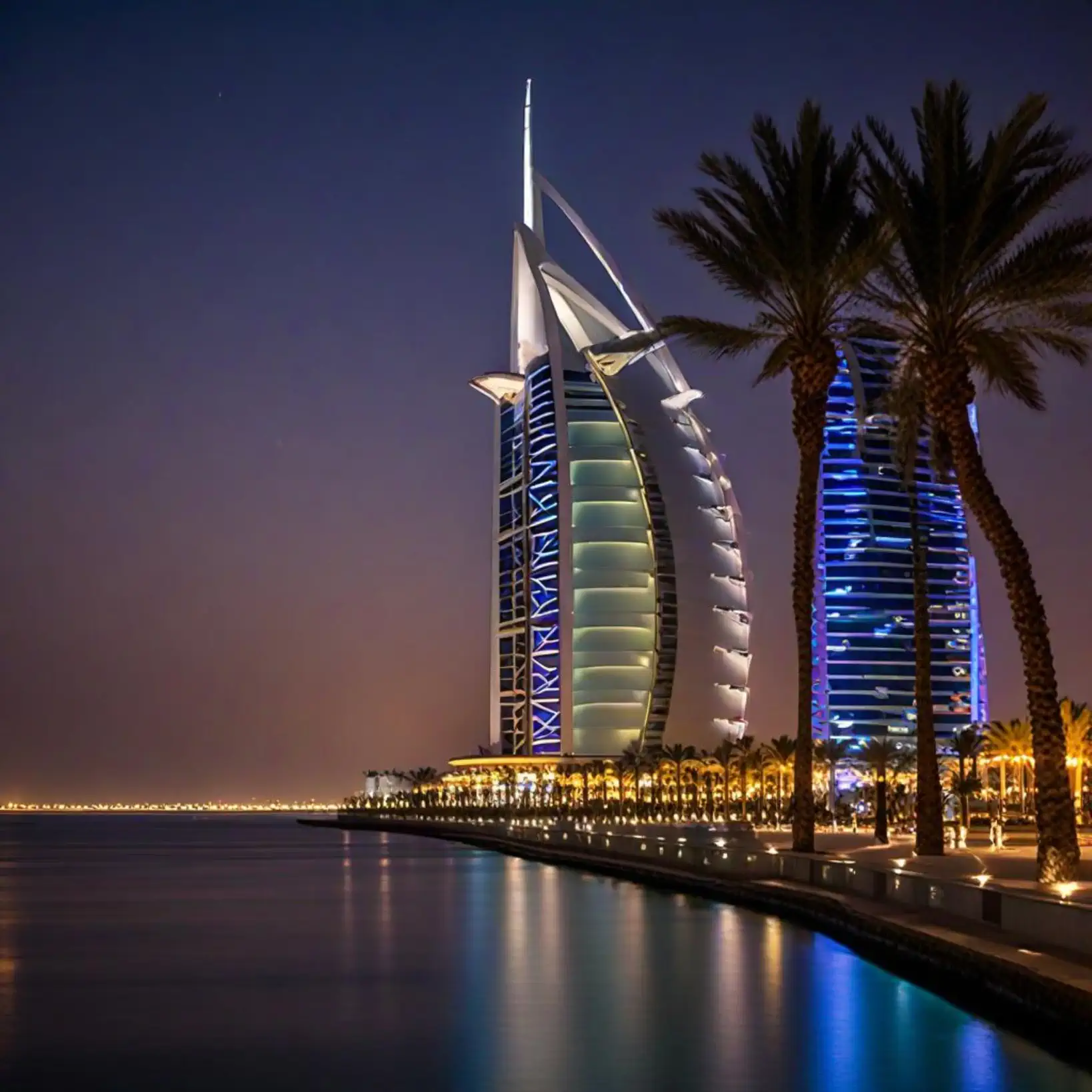 Burj Al Arab in Dubai at Night - Iconic Landmark for Indian Travelers Planning a UAE Visit